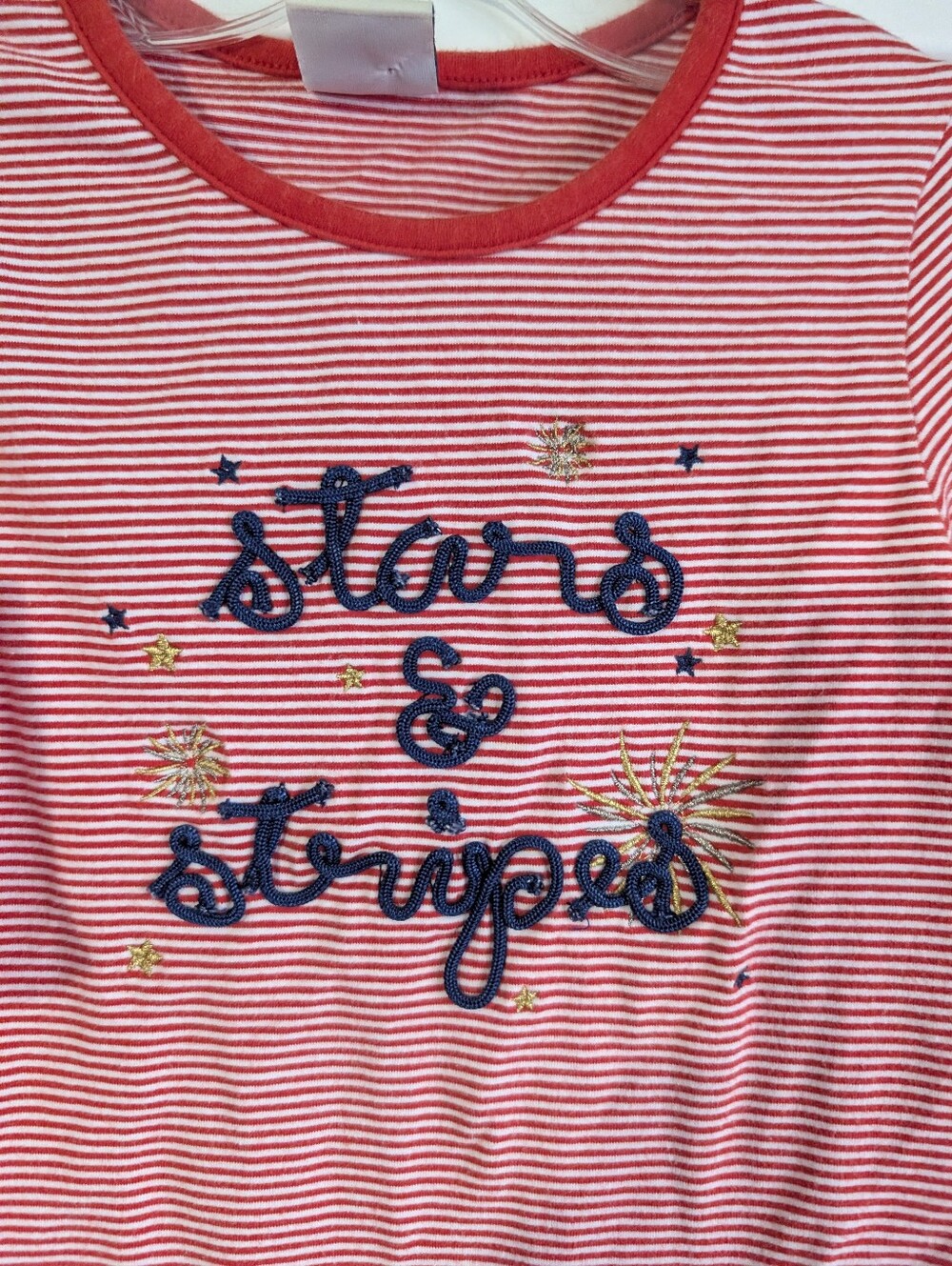 Adventure Wear By Copper Key Red, White, & Blue Striped Ruffle Top Size 6 - Picture 3 of 7